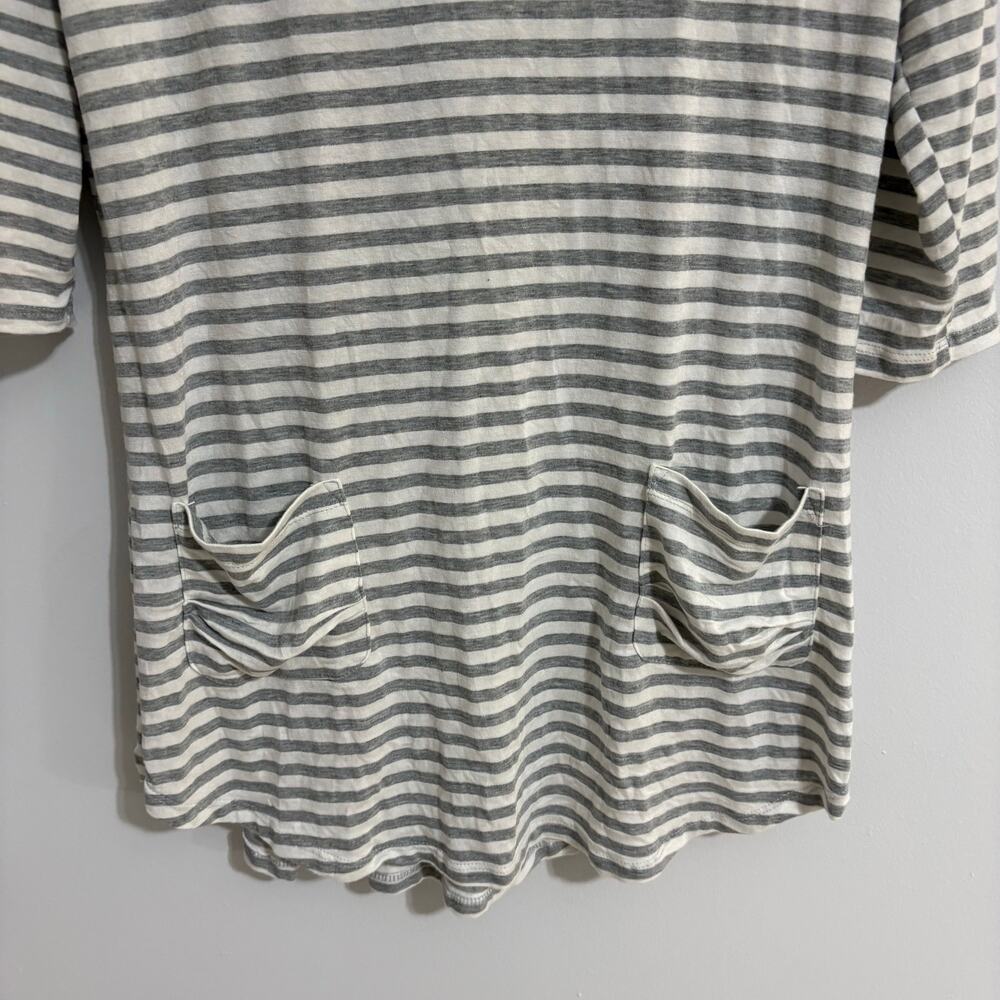 Women's Medium Sandiva Beach Cover Up with Hood Gray Stripe Boho Resort Lounge - Picture 2 of 6